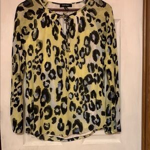 Ellen Tracy Women's Leopard Print Top - Yellow and Black